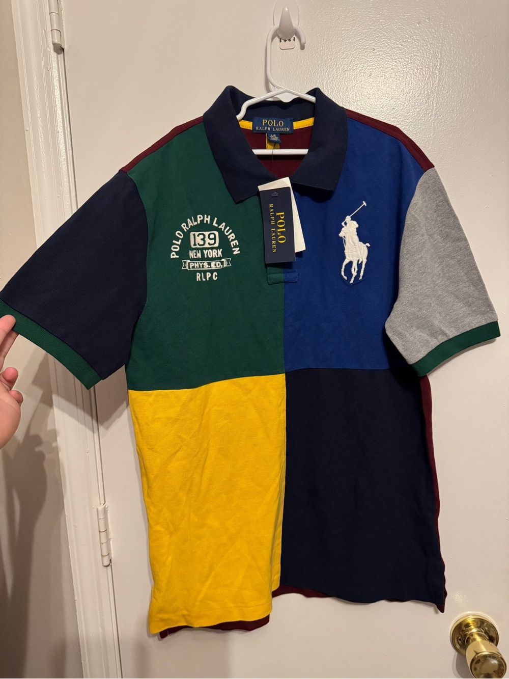 Polo Ralph Lauren Youth Large 14-16 Colorblock Big Pony Polo Shirt Multicolor